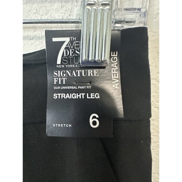 NY&C 7th Design Straight Leg Stretch Waist Black Work Pants Size 6 - Picture 3 of 11